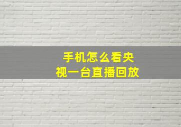 手机怎么看央视一台直播回放