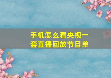 手机怎么看央视一套直播回放节目单