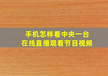 手机怎样看中央一台在线直播观看节目视频