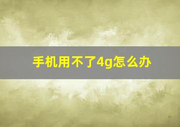 手机用不了4g怎么办