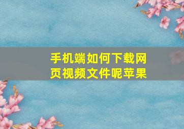 手机端如何下载网页视频文件呢苹果