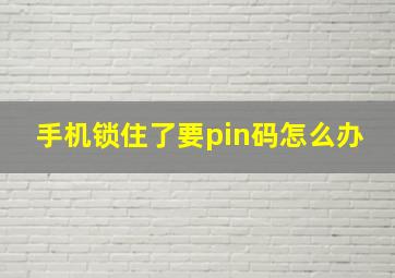 手机锁住了要pin码怎么办