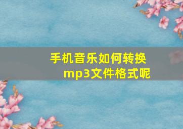 手机音乐如何转换mp3文件格式呢