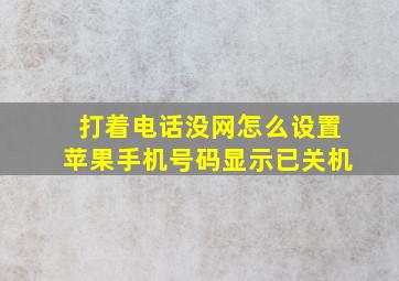 打着电话没网怎么设置苹果手机号码显示已关机