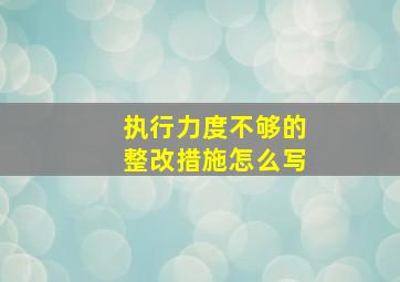 执行力度不够的整改措施怎么写