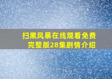 扫黑风暴在线观看免费完整版28集剧情介绍