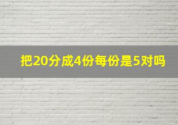 把20分成4份每份是5对吗