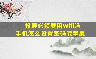 投屏必须要用wifi吗手机怎么设置密码呢苹果