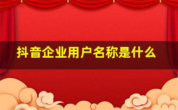 抖音企业用户名称是什么