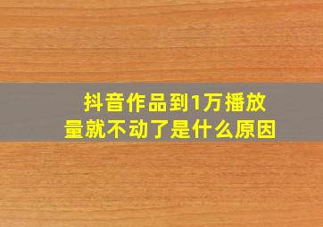 抖音作品到1万播放量就不动了是什么原因