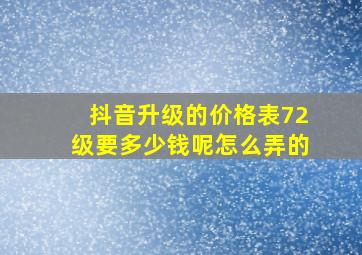 抖音升级的价格表72级要多少钱呢怎么弄的