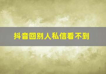 抖音回别人私信看不到