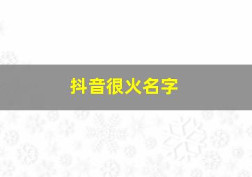 抖音很火名字