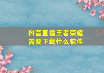 抖音直播王者荣耀需要下载什么软件