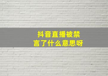 抖音直播被禁言了什么意思呀