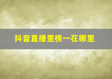 抖音直播里榜一在哪里