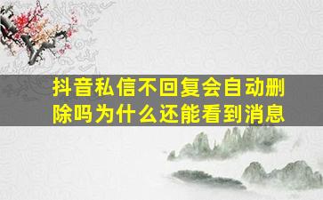 抖音私信不回复会自动删除吗为什么还能看到消息