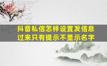 抖音私信怎样设置发信息过来只有提示不显示名字