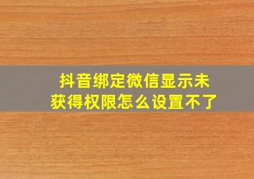 抖音绑定微信显示未获得权限怎么设置不了