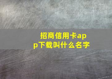 招商信用卡app下载叫什么名字