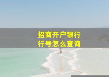 招商开户银行行号怎么查询