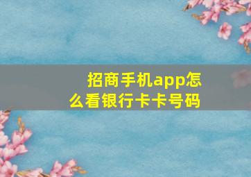 招商手机app怎么看银行卡卡号码