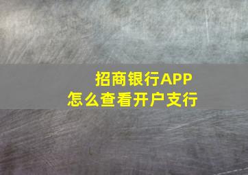 招商银行APP怎么查看开户支行