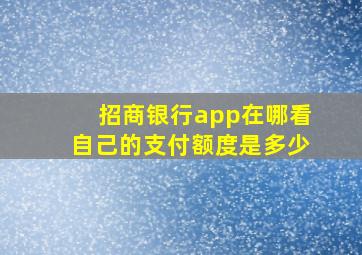 招商银行app在哪看自己的支付额度是多少