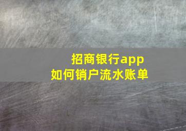 招商银行app如何销户流水账单