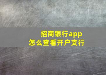 招商银行app怎么查看开户支行