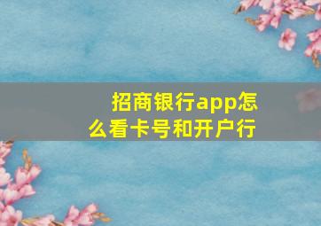 招商银行app怎么看卡号和开户行