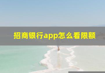 招商银行app怎么看限额