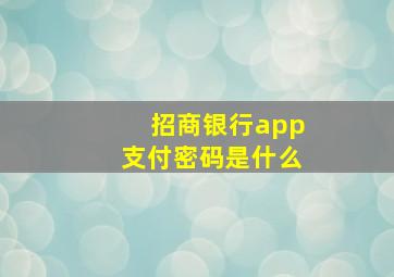 招商银行app支付密码是什么