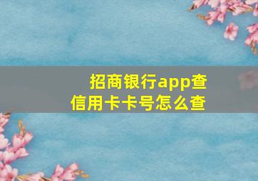 招商银行app查信用卡卡号怎么查