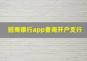 招商银行app查询开户支行