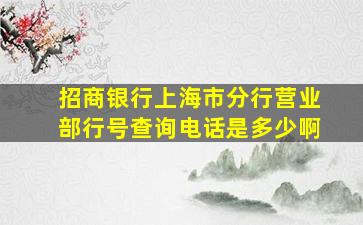 招商银行上海市分行营业部行号查询电话是多少啊