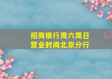 招商银行周六周日营业时间北京分行