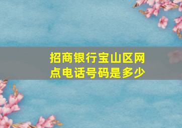 招商银行宝山区网点电话号码是多少