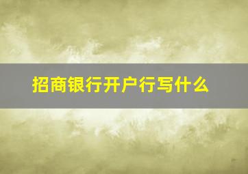 招商银行开户行写什么