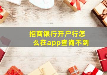 招商银行开户行怎么在app查询不到