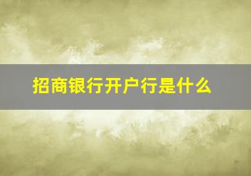 招商银行开户行是什么