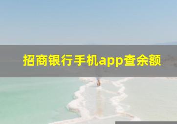 招商银行手机app查余额