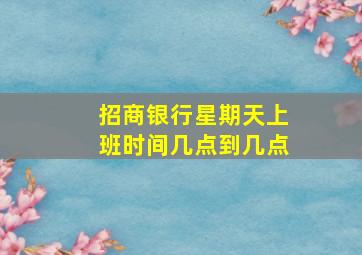 招商银行星期天上班时间几点到几点