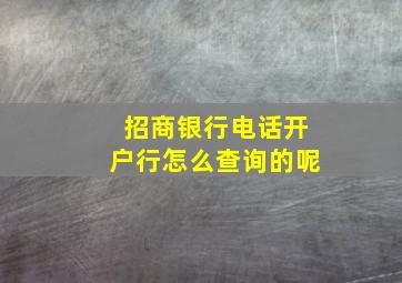 招商银行电话开户行怎么查询的呢