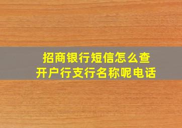 招商银行短信怎么查开户行支行名称呢电话