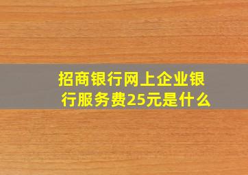 招商银行网上企业银行服务费25元是什么