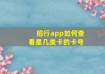 招行app如何查看是几类卡的卡号