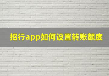 招行app如何设置转账额度