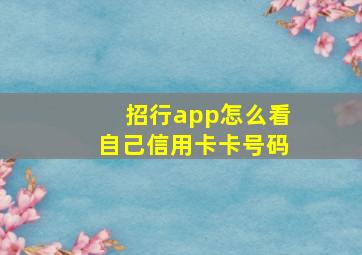 招行app怎么看自己信用卡卡号码