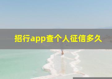 招行app查个人征信多久